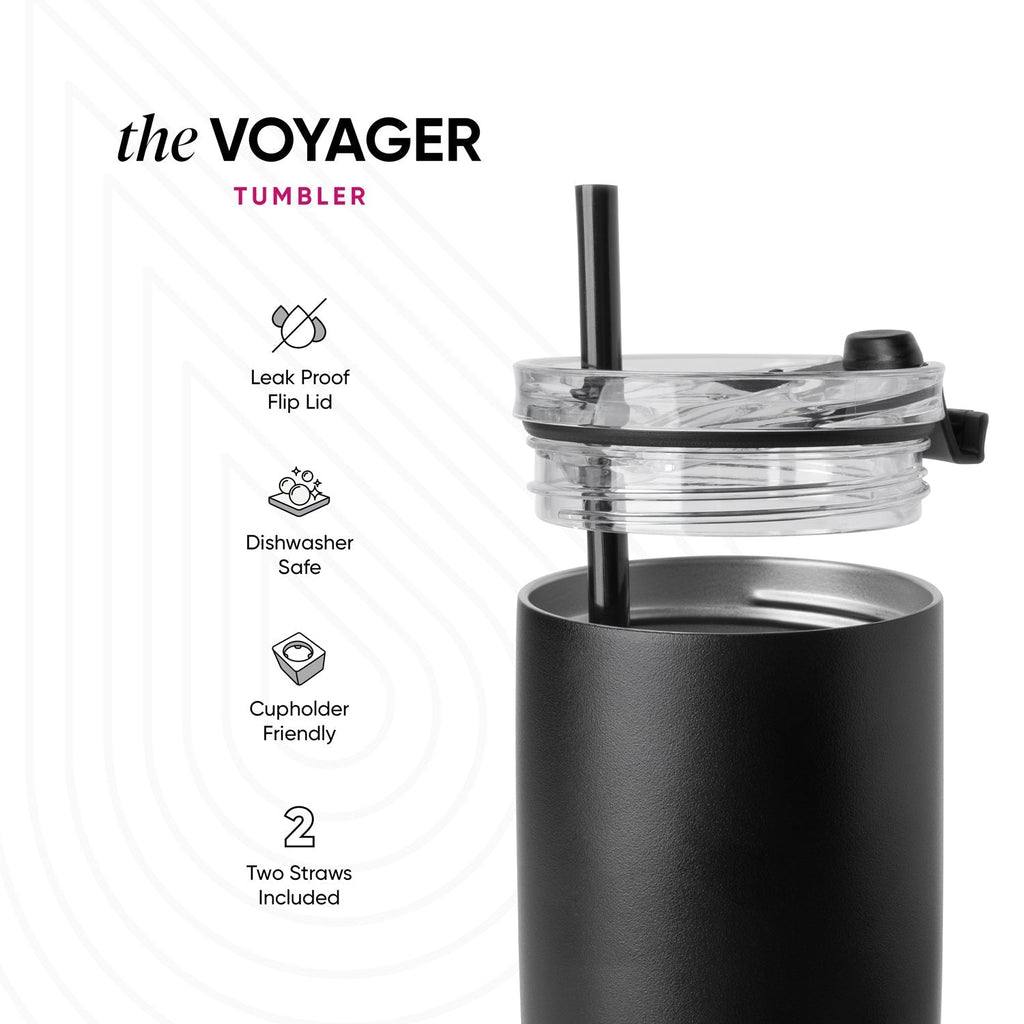 Voyager Tumbler with Clear Flip Lid & Straw
